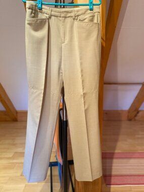 GAP Womens 10 Long Pants Beige Stretch 41% Wool/54% Poly Made in Romania